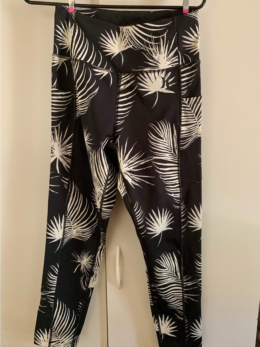 Hurley Black and White Palm-Print Women’s  Leggings #0020